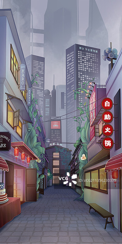 奇幻混搭风场景插画图片素材