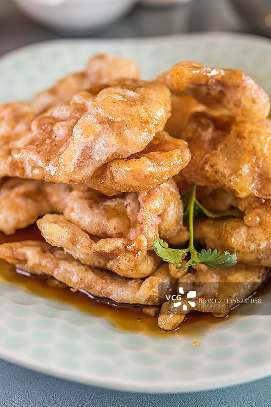 一盘锅包肉特写图片素材