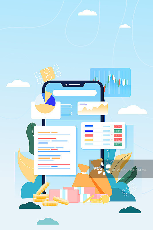 卡通加速经济股市科技概念收益理财金融互联网商务办公矢量插画图片素材