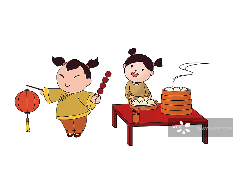 春节喜庆卖包子图片素材