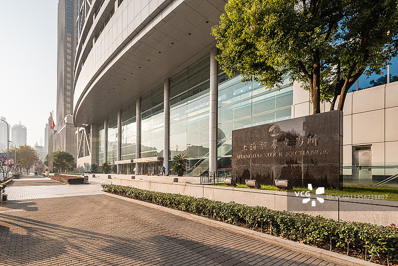 中国上海证券交易所户外建筑特写图片素材