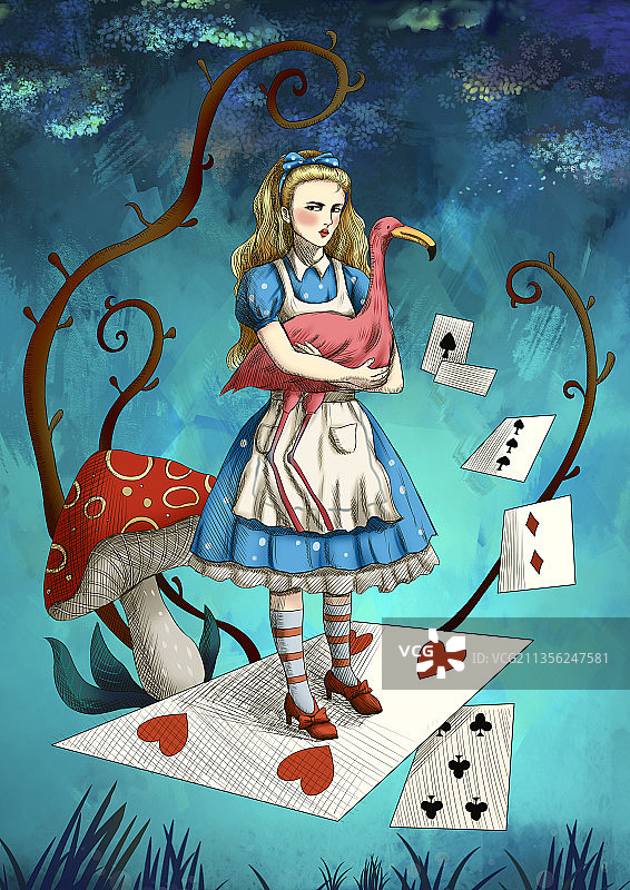 爱丽丝梦游仙境插画设计图片素材