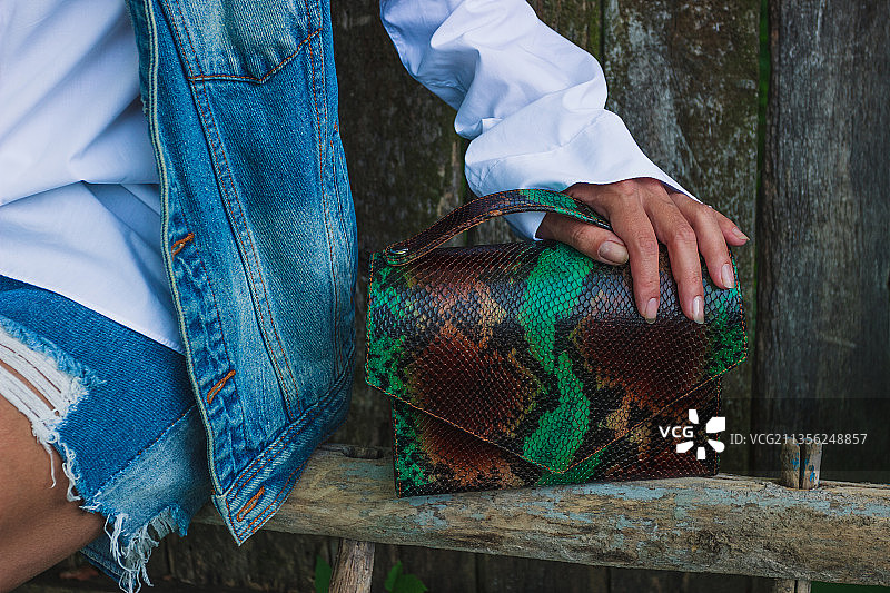 女人手拿皮包图片素材