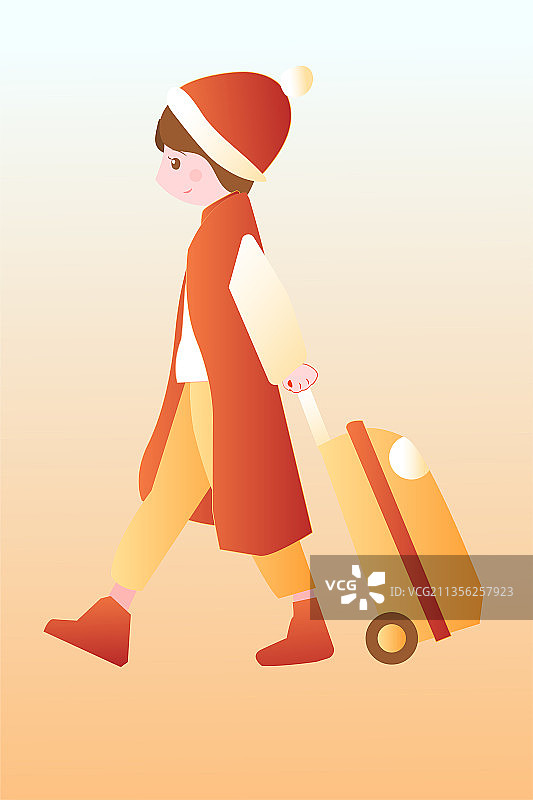 春运拖着行李箱的年轻人图片素材