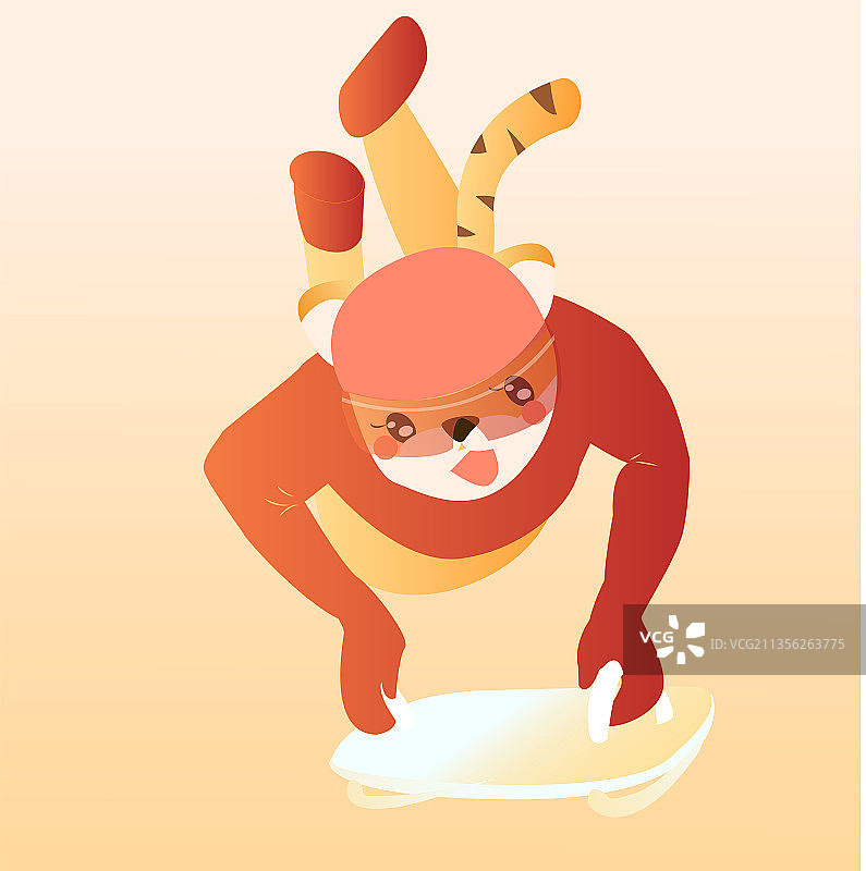 虎年滑雪运动运动项目矢量插画图片素材