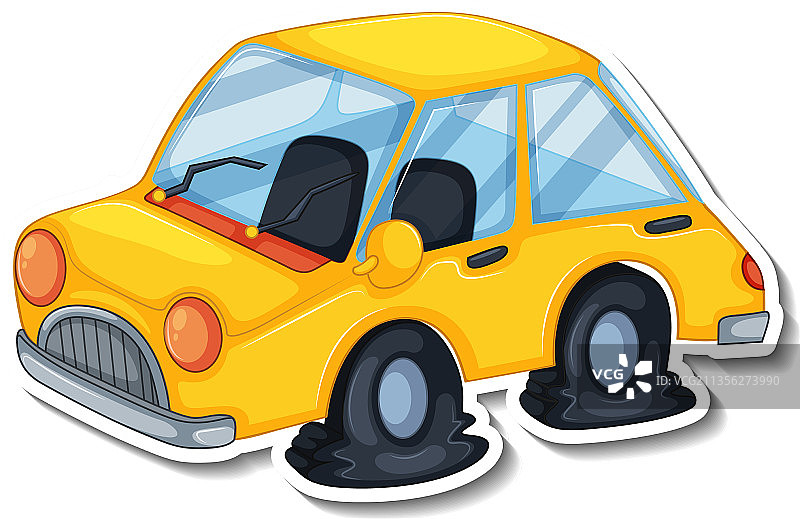 撞毁汽车贴纸设计图片素材