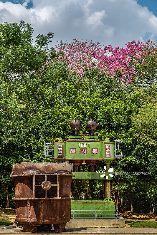 展馆里的古老压力机图片素材