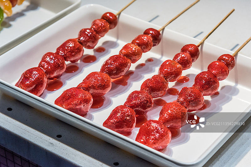 冰糖草莓冰糖葫芦特写图片素材