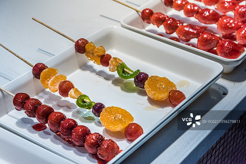 冰糖草莓冰糖葫芦特写图片素材