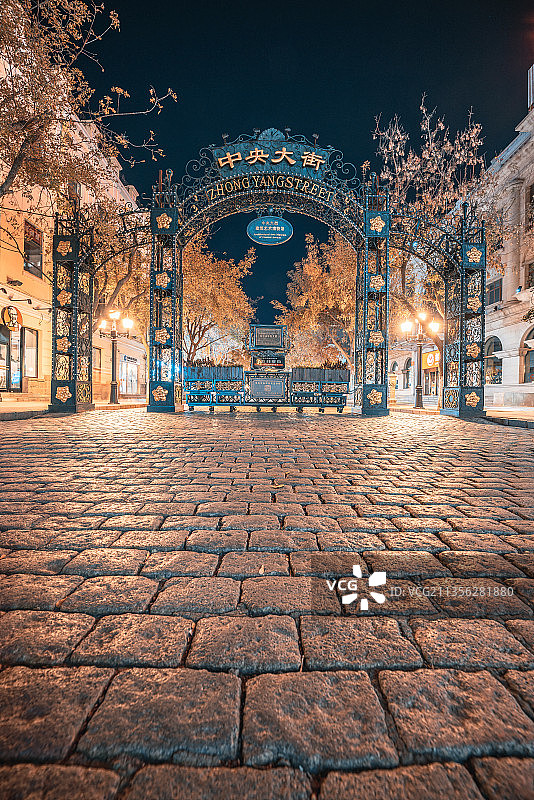 中国黑龙江省哈尔滨市中央大街图片素材