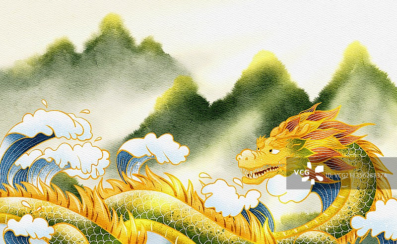 节日水彩风景插画图片素材