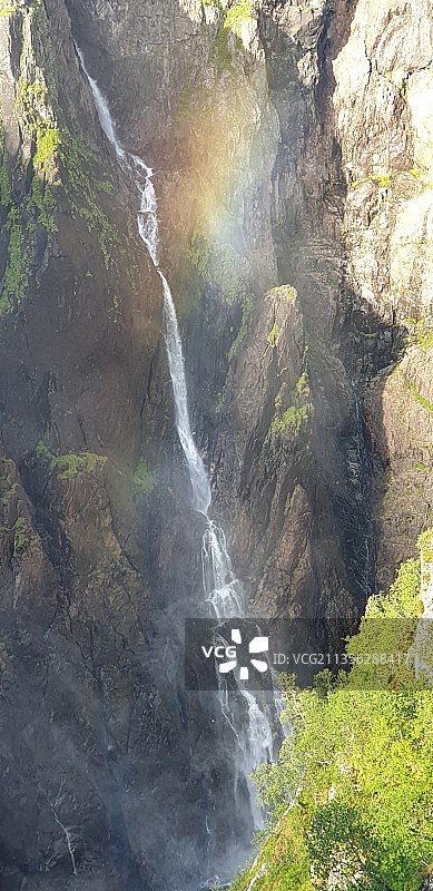 挪威瀑布航拍视角图片素材