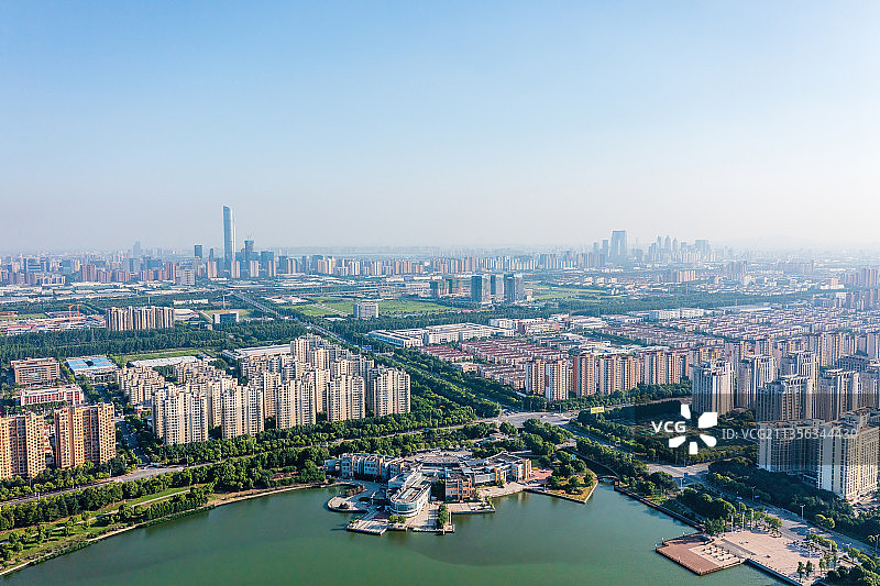 江苏苏州工业园区青剑湖航拍图片素材