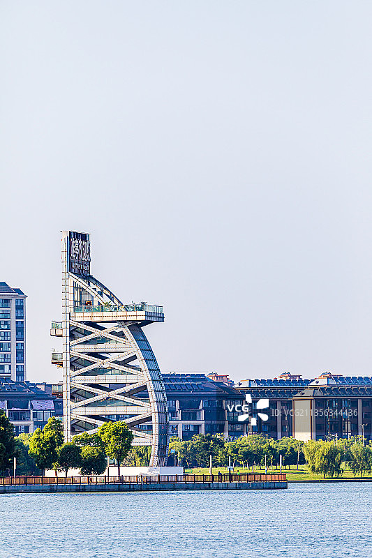 江苏苏州工业园区青剑湖航拍图片素材