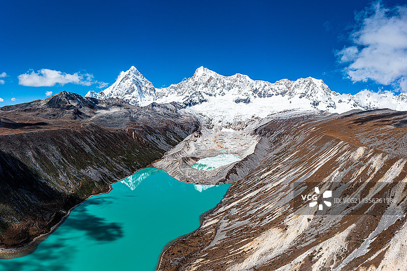 航拍库拉岗日冰湖风光图片素材