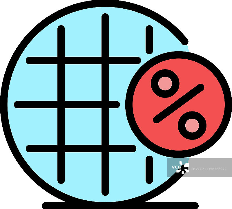 税务百分比净额图标彩色轮廓图片素材