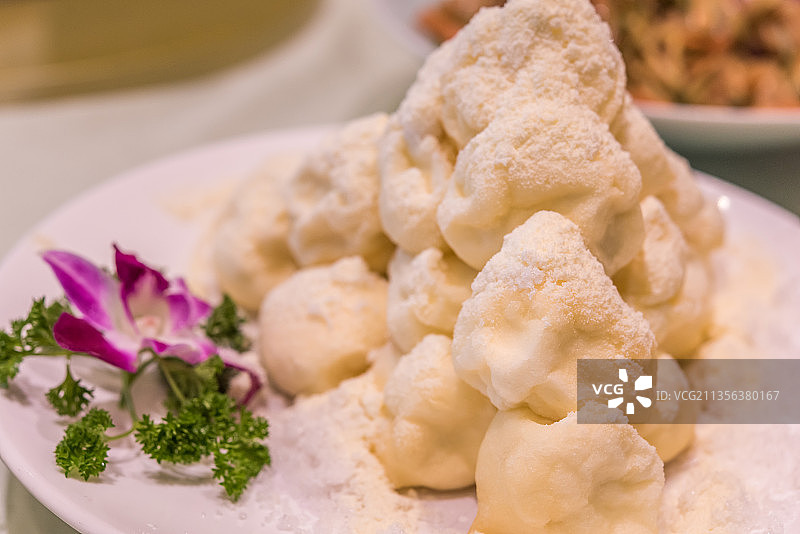 一盘雪绵豆沙特写图片素材