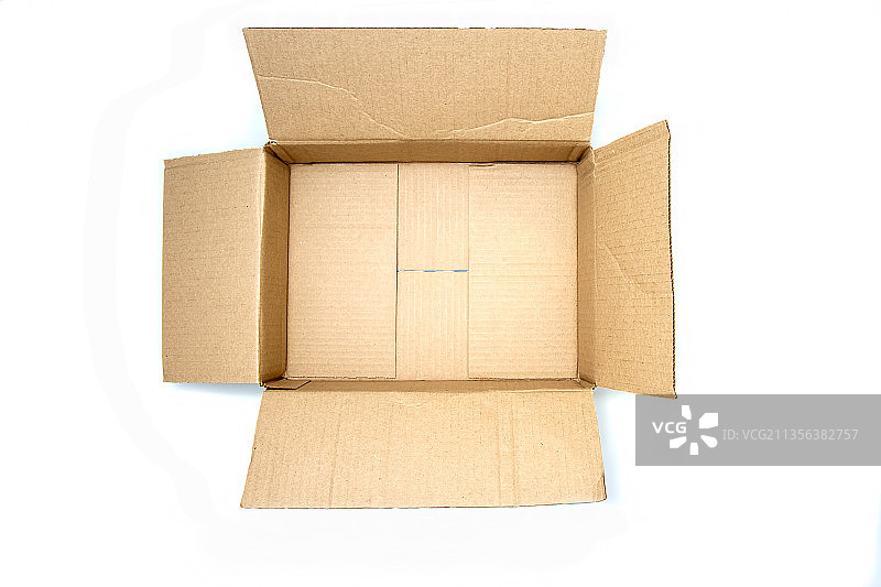 白色背景下的纸箱特写图片素材