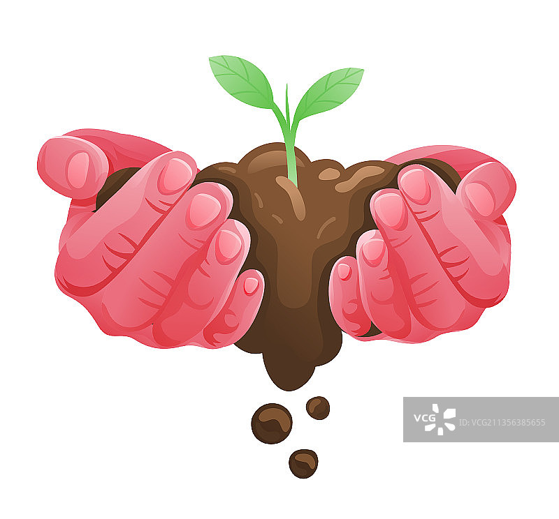 手捧泥土种子发芽图片素材