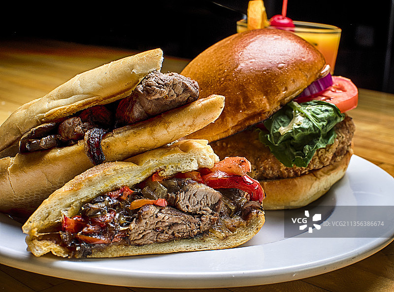 盘中汉堡特写，丹麦缅因州图片素材