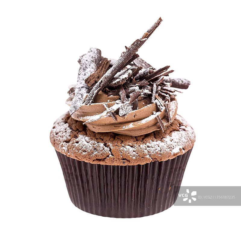 纸杯蛋糕特写，白色背景图片素材