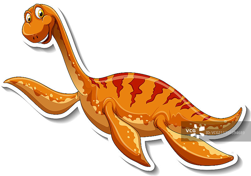 卡通蛇颈龙恐龙贴纸图片素材