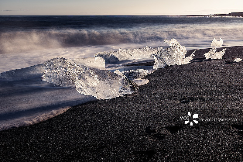 冰岛钻石海滩日落海景图片素材