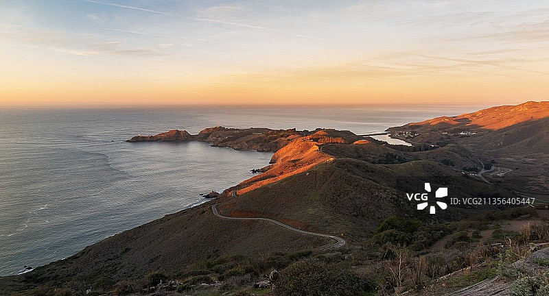 美国加利福尼亚州马林县日落海景图片素材