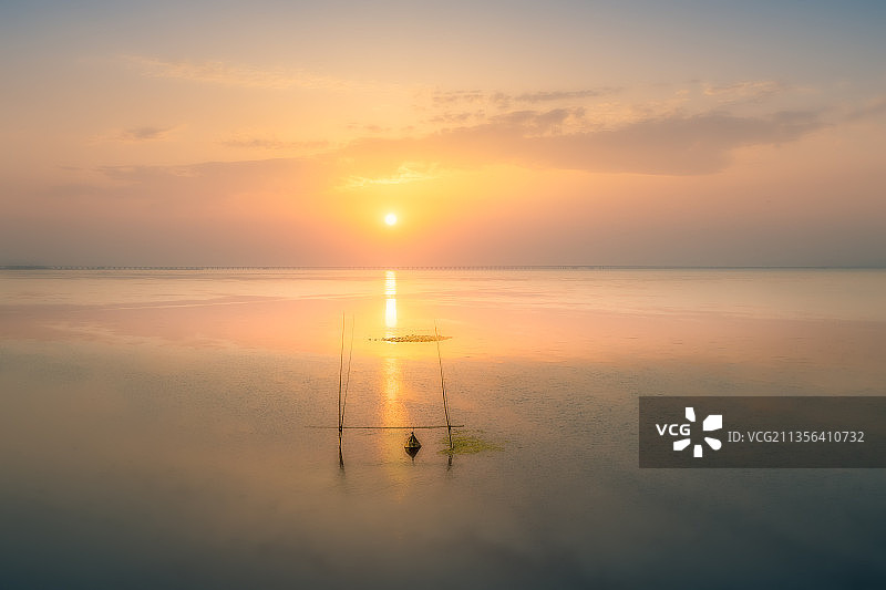 石臼湖日落图片素材