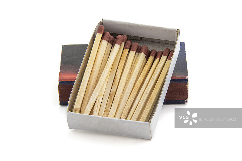 白色背景下的火柴棍特写图片素材