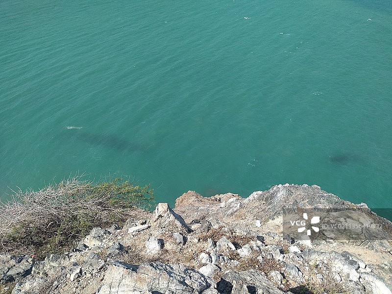 哥伦比亚瓜希拉岩石海景高角度照片图片素材