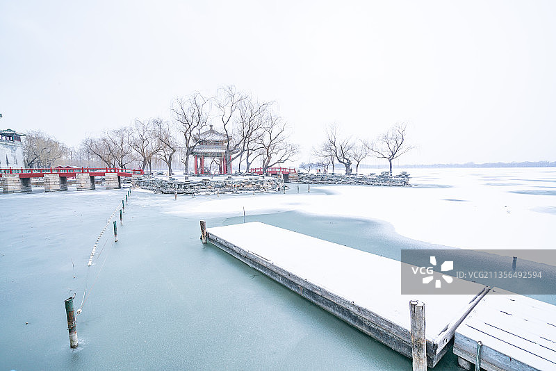 颐和园冬雪知春亭图片素材