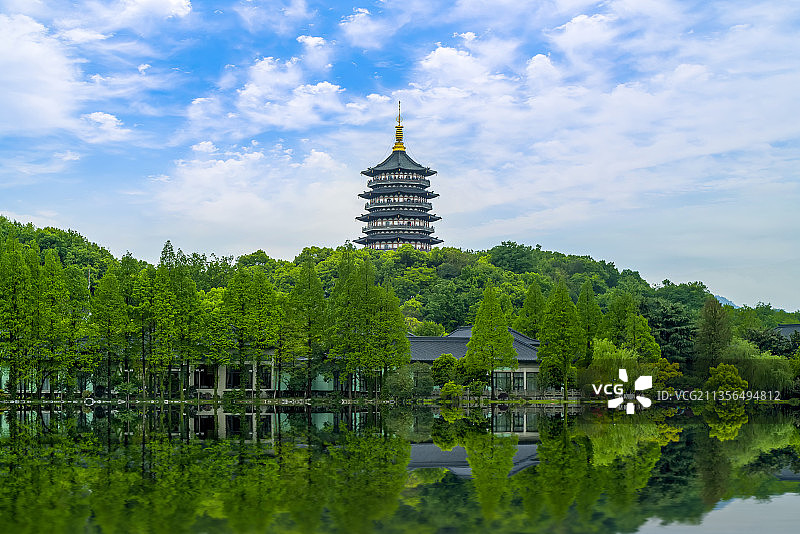 浙江杭州西湖雷峰塔图片素材