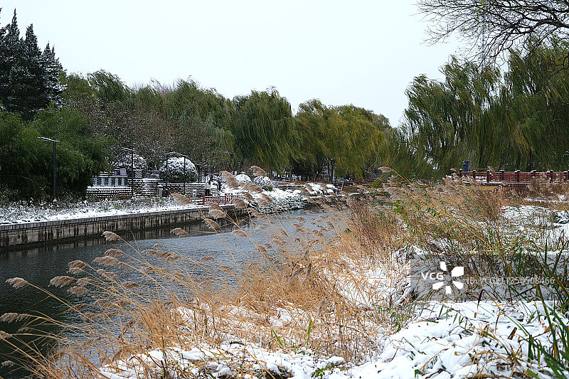 2021年11月7日，北京元土城遗址公园雪景如画。图片素材