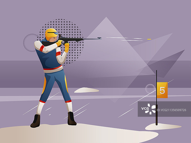 男运动员正在射击矢量扁平插画图片素材