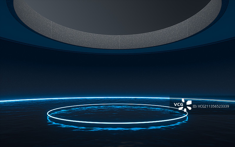 黑暗房间内的光影与倒影 3D渲染图片素材