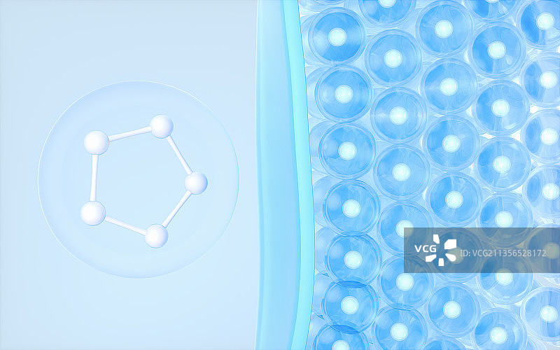 皮肤细胞与吸收的分子 3D渲染图片素材
