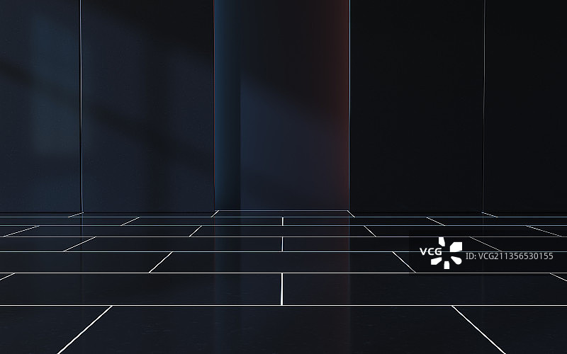 黑暗的空房间 3D渲染图片素材