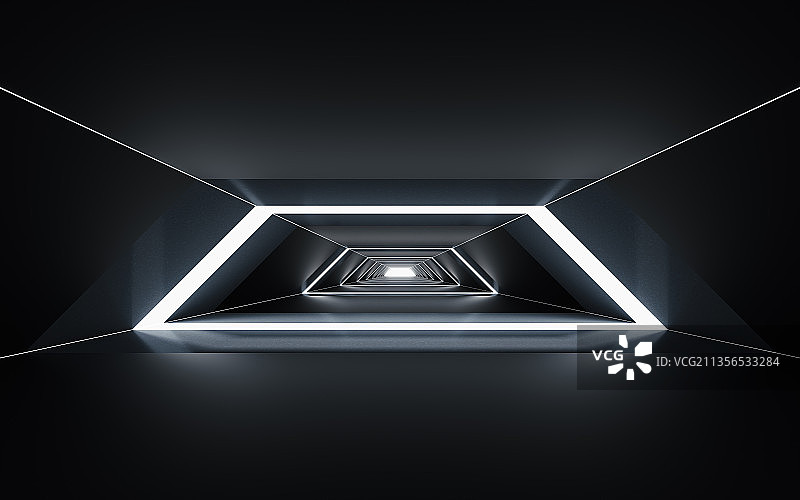 创意梯形隧道 3D渲染图片素材