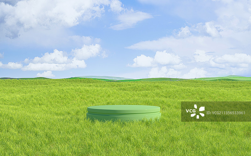 大自然户外草地场景 3D渲染图片素材