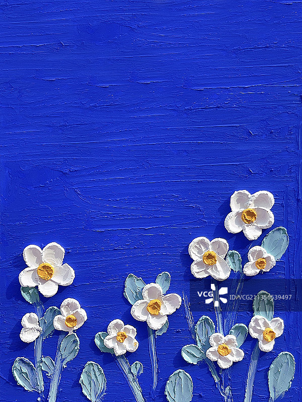 油画棒克莱因蓝花图片素材