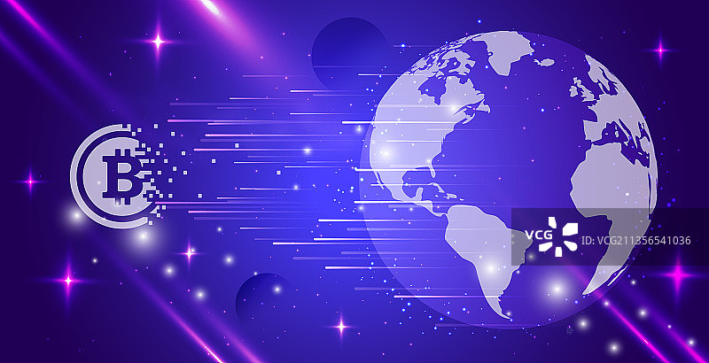 比特币全球化的矢量插画图片素材