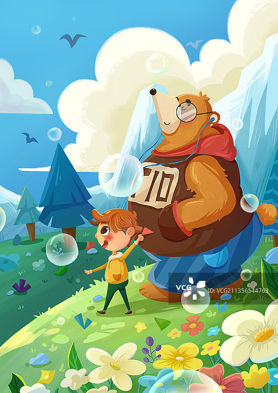 儿童插画-春日踏青图片素材