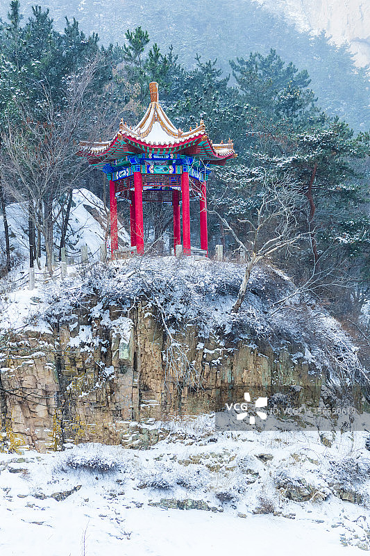 青岛崂山北九水冬季冰雪世界图片素材