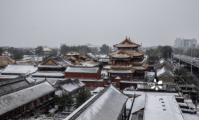 北京雍和宫雪景图片素材