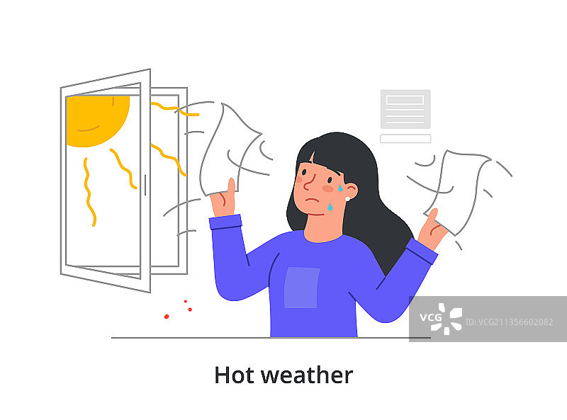 女人在炎热环境中工作图片素材