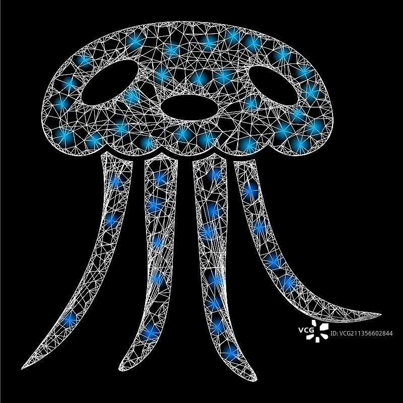 带有眩光点的明亮线性网格水母图片素材