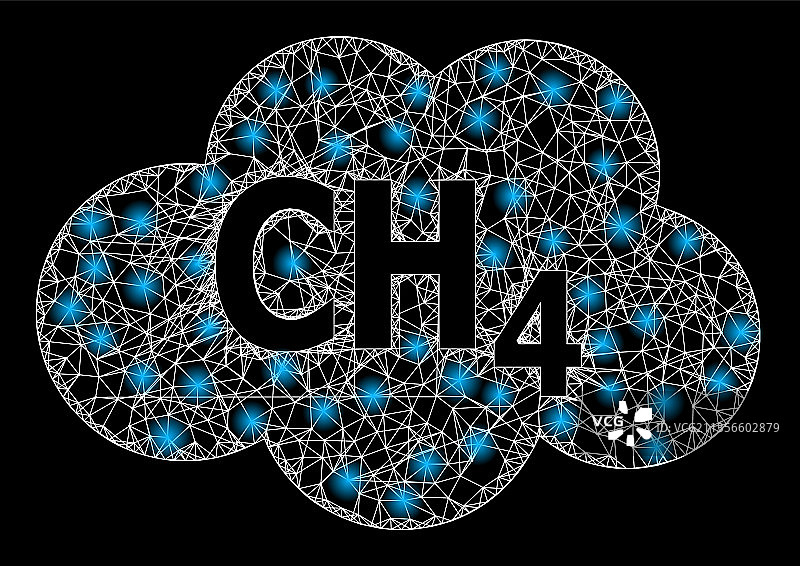 带有光点的明亮线性网格甲烷云图片素材