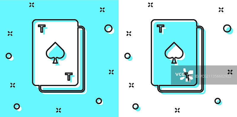 带有黑桃符号的黑色线条扑克牌图标图片素材