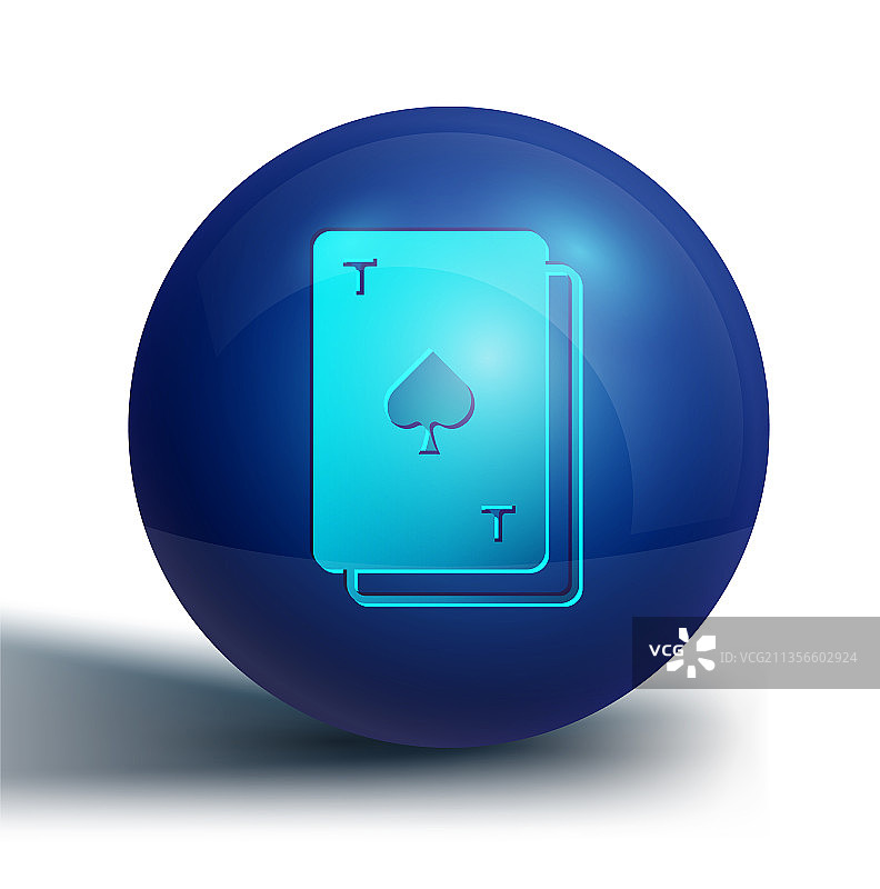 蓝色黑桃符号扑克牌图标图片素材